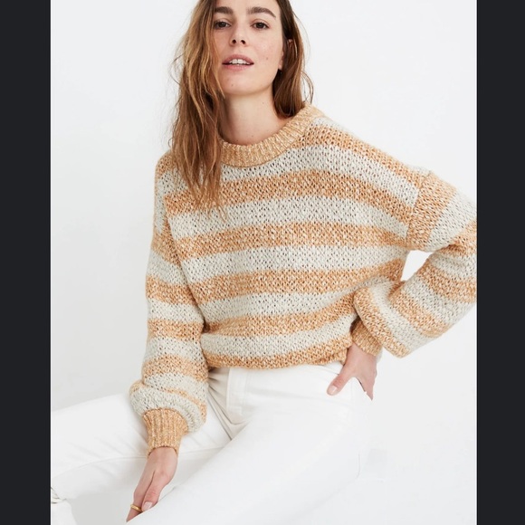 Madewell Baez Pullover Sweater in Stripe Size XL - Picture 1 of 7